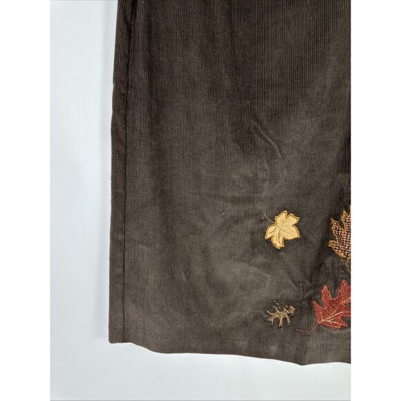 NWT NortonStudio Petites Corduroy Brown Fall Leaves Midi Skirt Size 6P Vintage - Picture 6 of 16